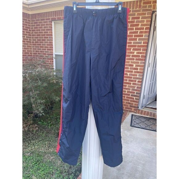 Tommy Hilfiger Track Pants Men's L Blue Striped 100% Nylon Pockets Drawstring - Picture 1 of 8